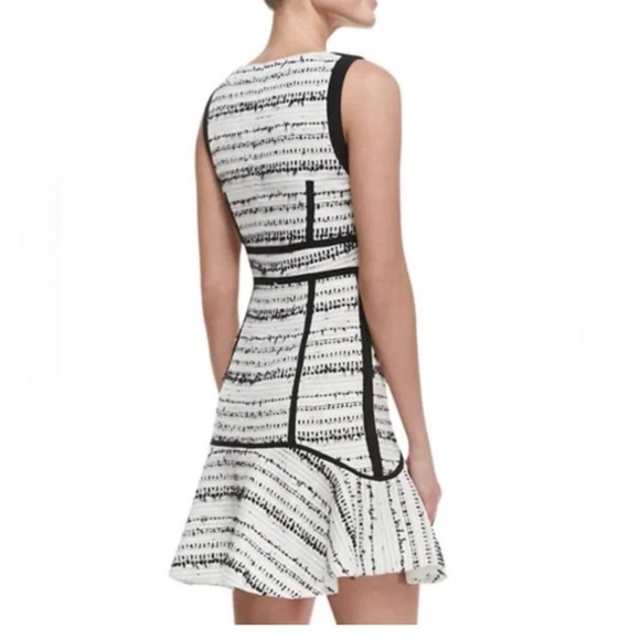 Rebecca Taylor Raffia Tweed Dress Size 8 Full Front Zip Fit n' Flare Drop Hem - Picture 2 of 11